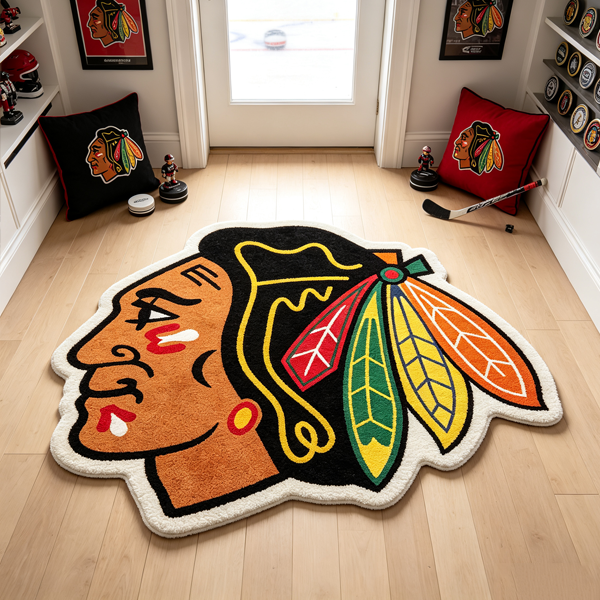 Chicago Blackhawks Logo Rug
